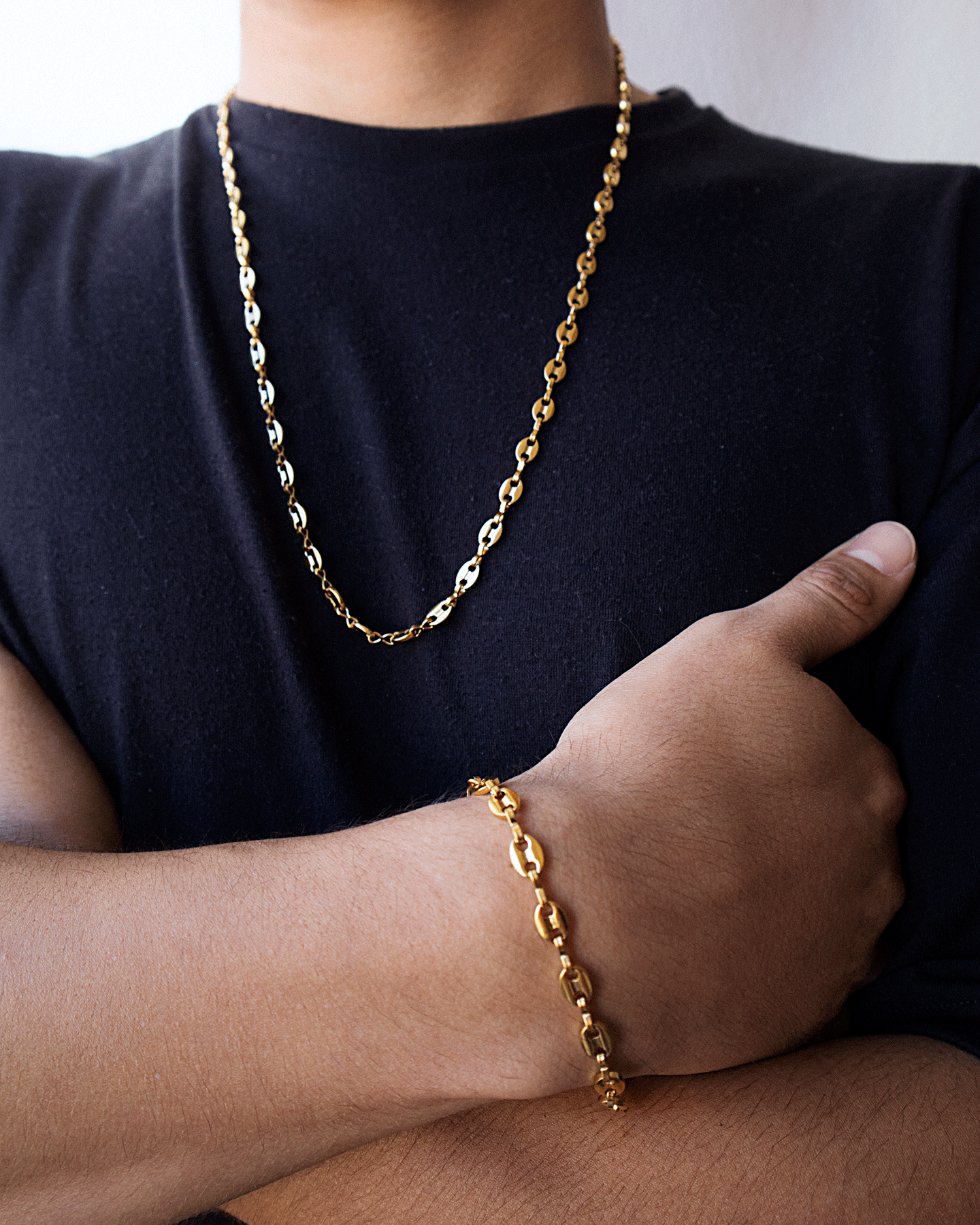 Combo Tejido Gucci Hombre en oro laminado de 18k