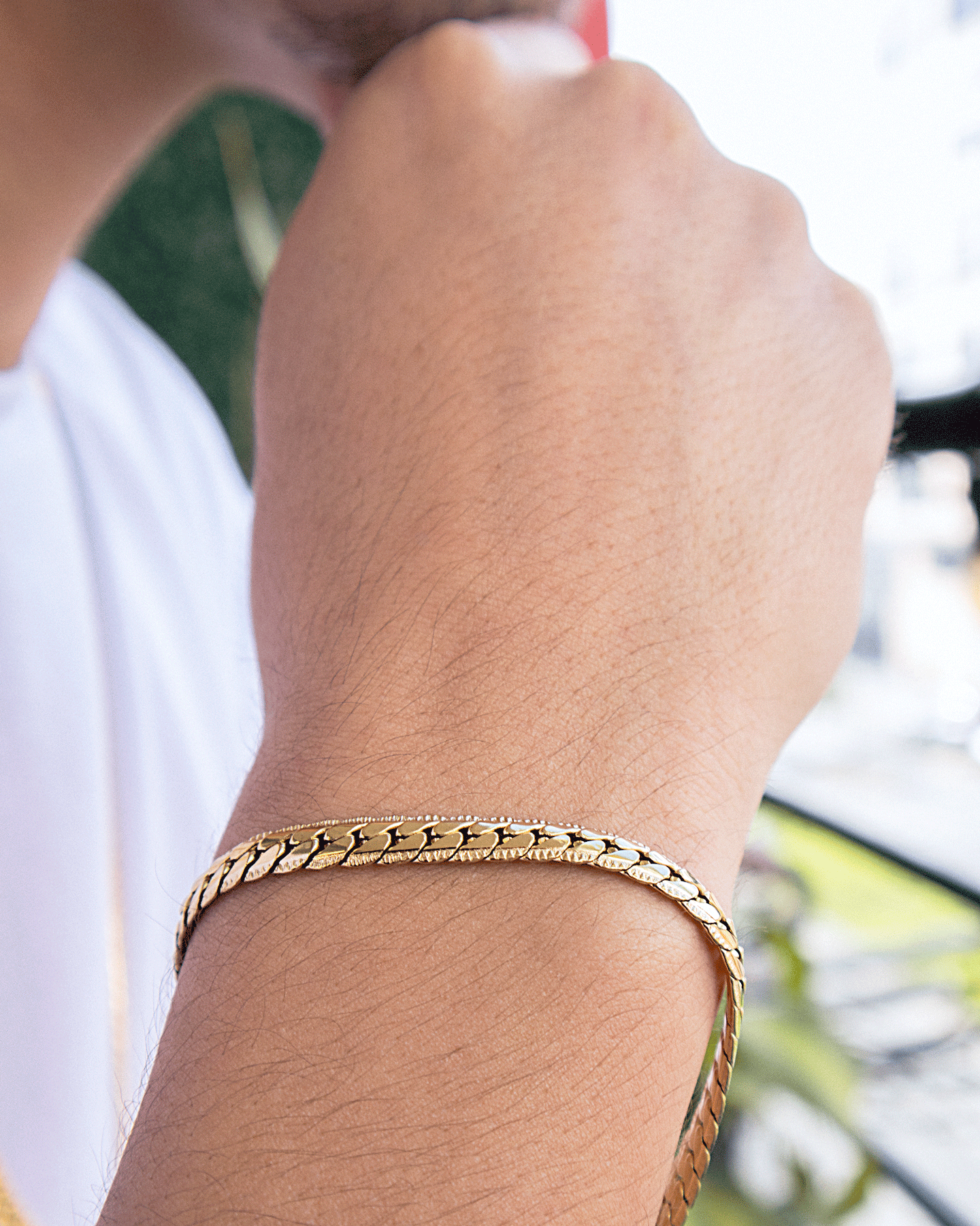 Cadena Grabada Hombre con pulsera y dije gratis en oro laminado de 18k