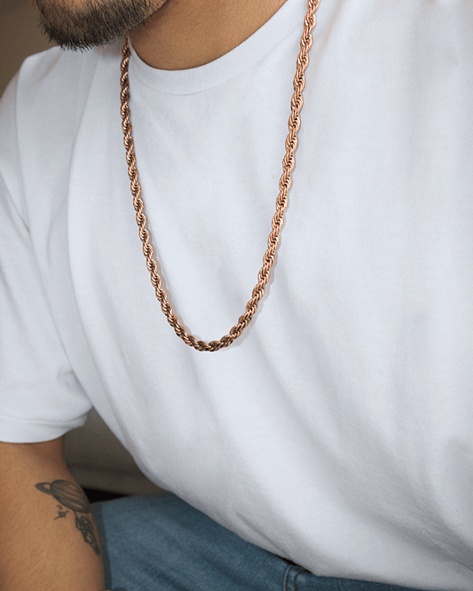 Cadena Lazo Rosa Hombre en oro laminado de 18k