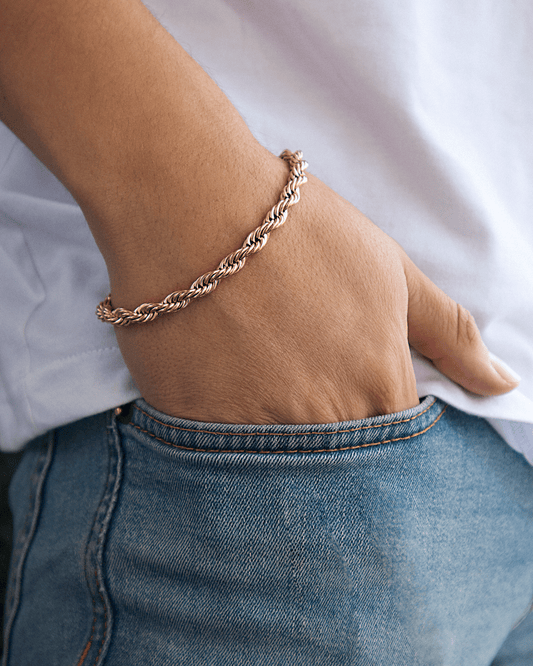 Pulsera Lazo Rosa Hombre en oro laminado de 18k