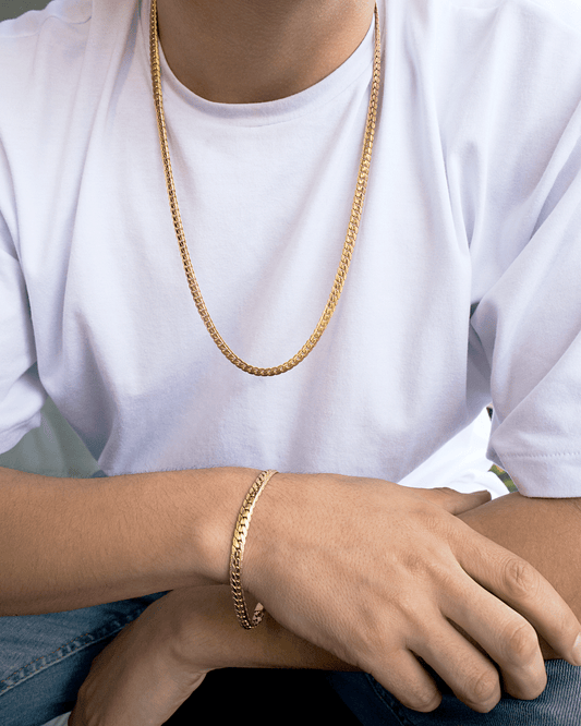 Combo Grabada Hombre en oro laminado de 18k