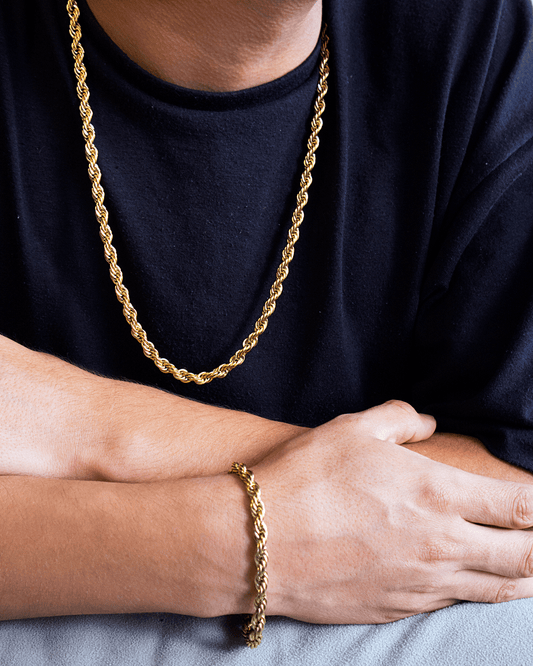 Combo Lazo Hombre en oro laminado de 18k