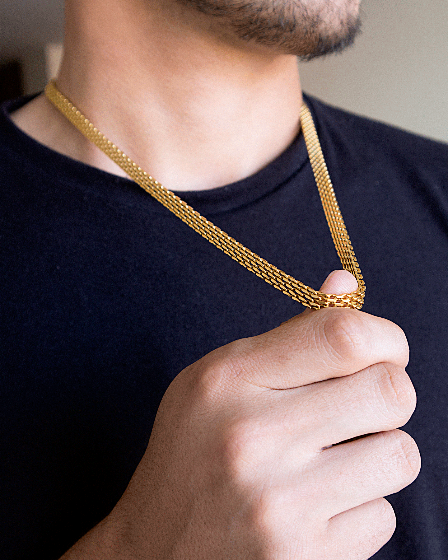 Cadena Chinesca Hombre en oro laminado de 18k