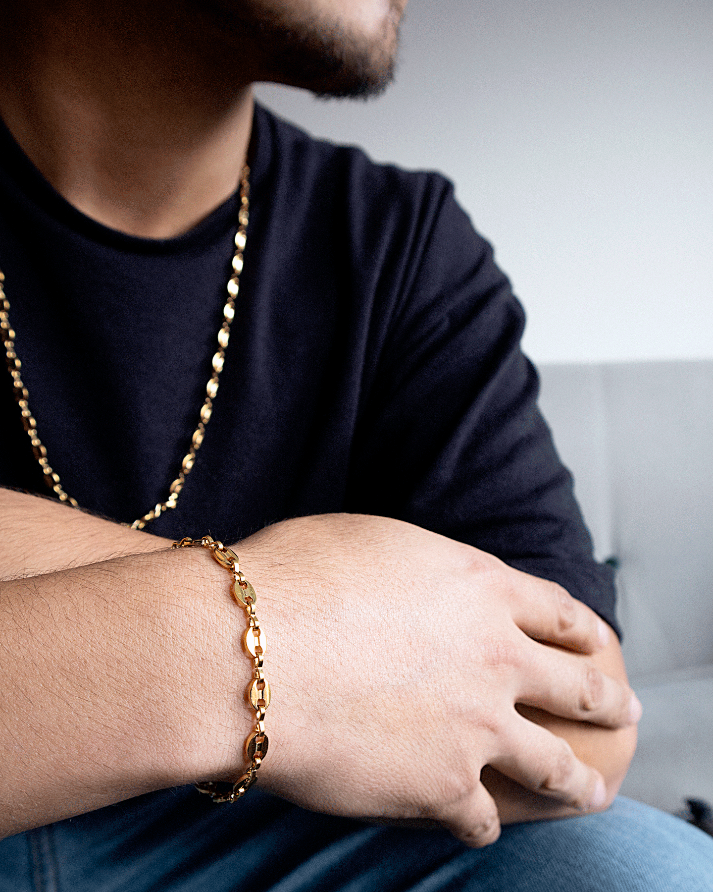 Pulsera Tejido Gucci Hombre en oro laminado de 18k