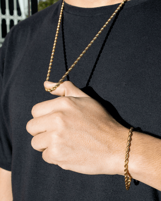 Combo Lazo Hombre en oro laminado de 18k