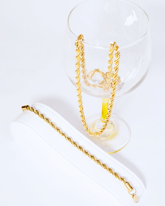 Combo Lazo Hombre en oro laminado de 18k