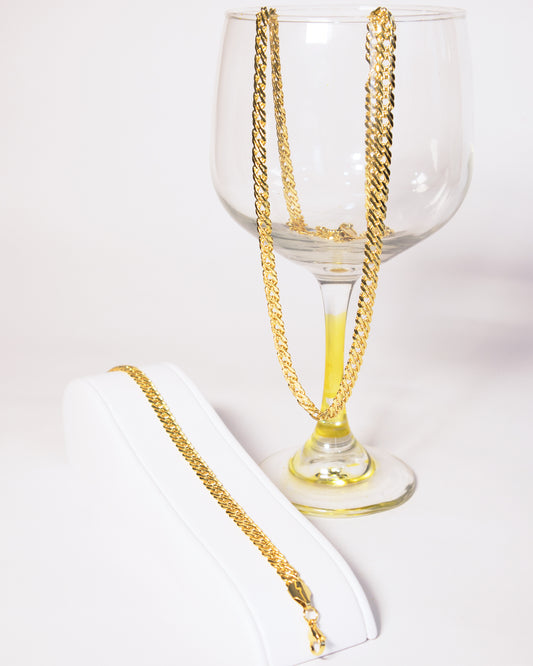 Combo Entrelazada Hombre en oro de 18k