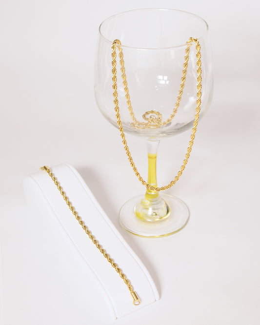 Combo Lazo Hombre en oro laminado de 18k