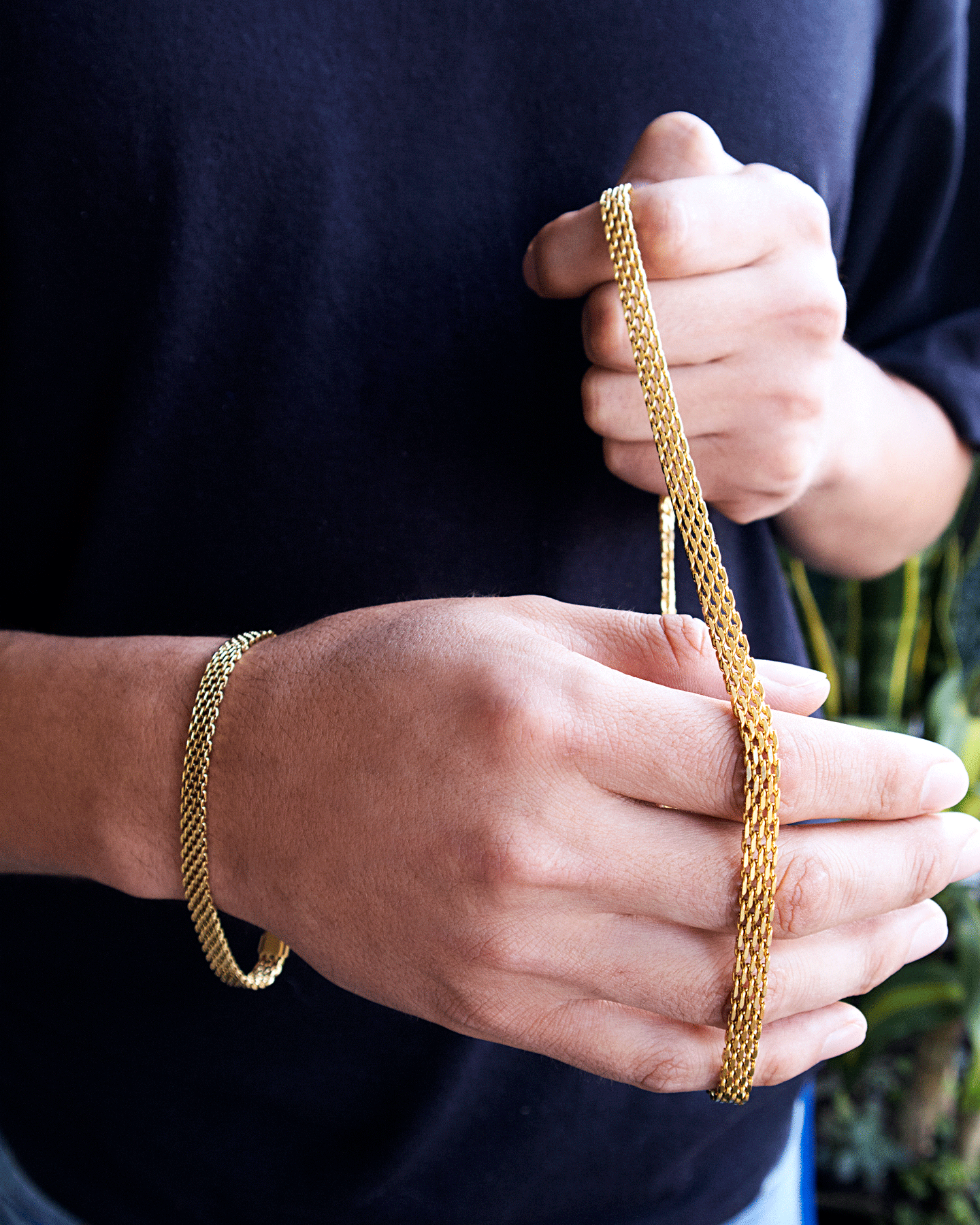 Cadena Chinesca + Pulsera Gratis Hombre en oro laminado de 18k