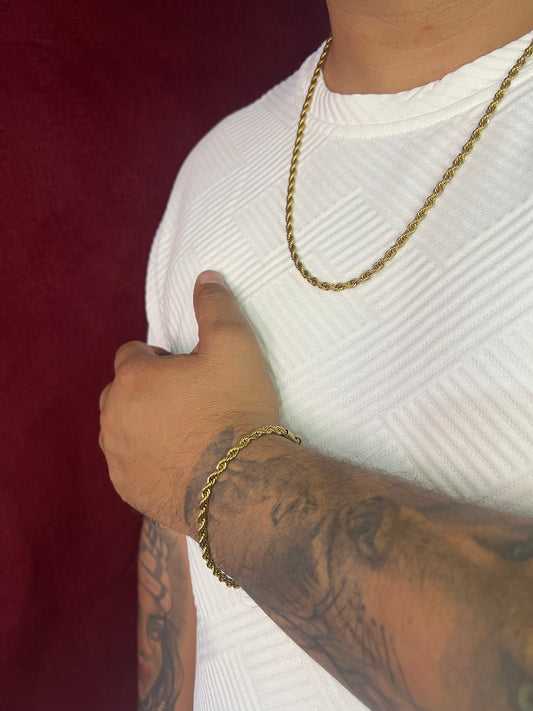 Combo Lazo Hombre en oro laminado de 18k